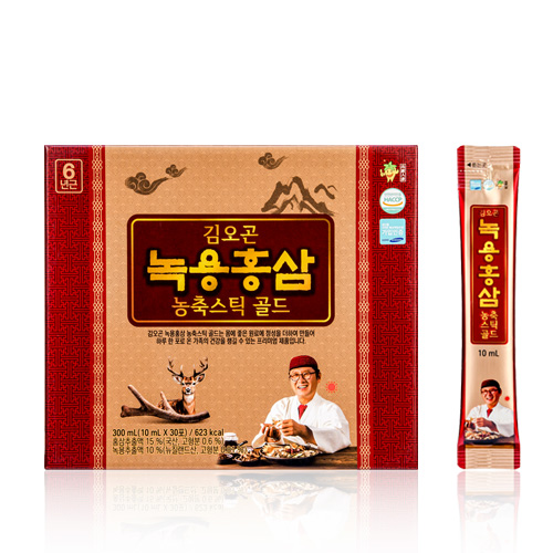 김오곤 녹용홍삼 농축스틱 골드 10ml x 30포, 4개
