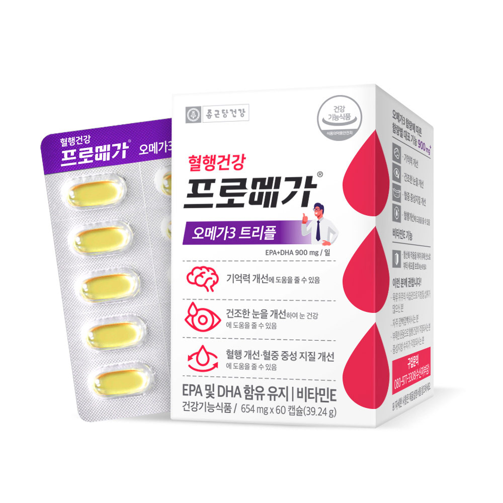 <b>종근당건강</b> 프로메가 오메가3 트리플 654mg x 60캡슐, 4개