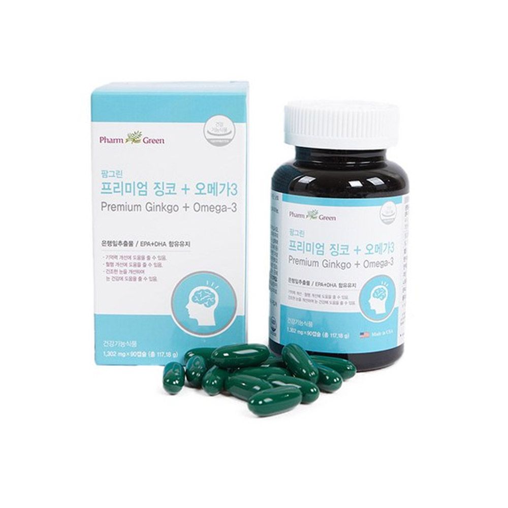 <b>팜그린</b> 프리미엄 징코 <b>오메가3</b> 1302mg x 90캡슐, 1개
