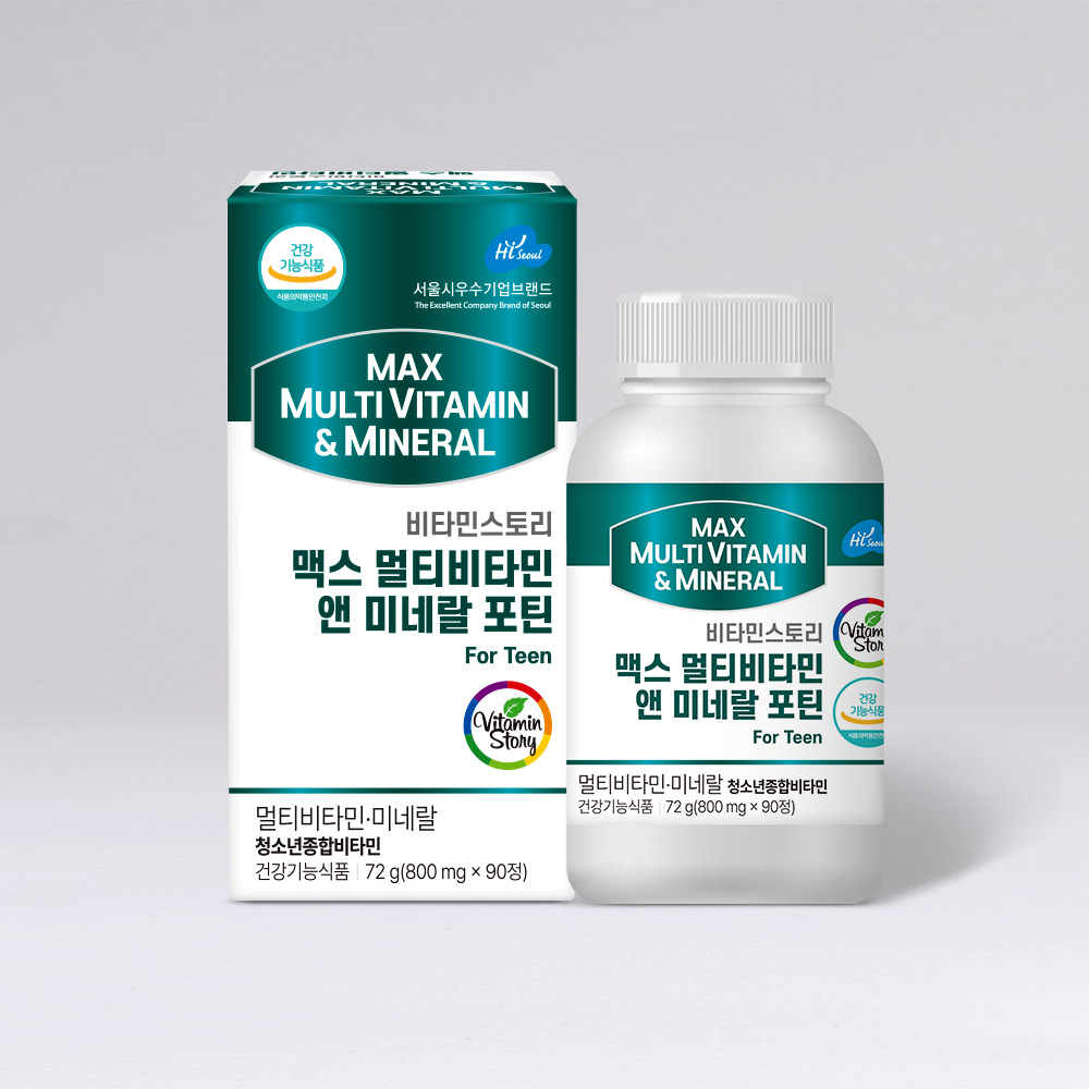 비타민스토리 맥스 <b>멀티</b>비타민 앤 <b>미네랄</b> 포틴 800mg x 90정, 1개
