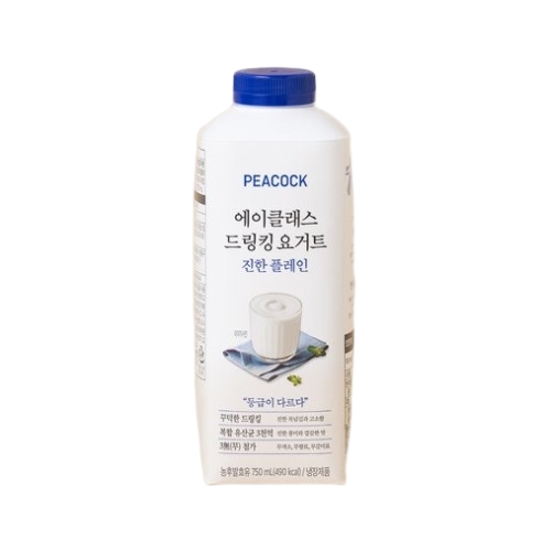 Maeil Dairies PEACOCK A-Class Drinking Yogurt Rich Plain 750ml, 2 Count