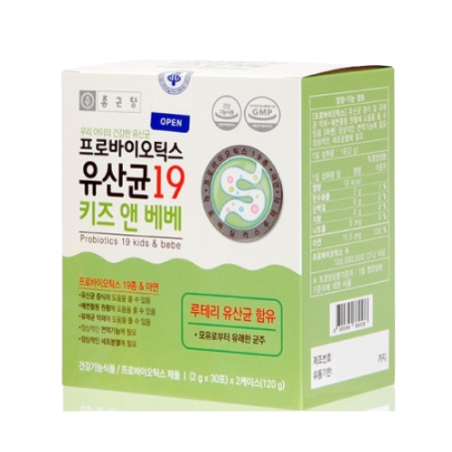 종근당 프로바이오틱스 유산균<b>19</b> <b>키즈</b> 앤 베베 2g x 60포, 1개