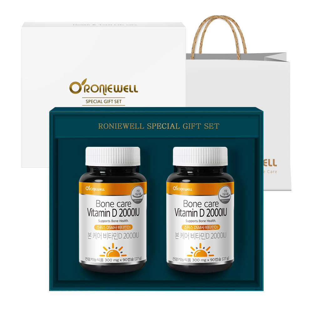 로니웰 <b>본 케어 비타민</b>D 2000IU 선물세트 300mg x 180캡슐, 1개