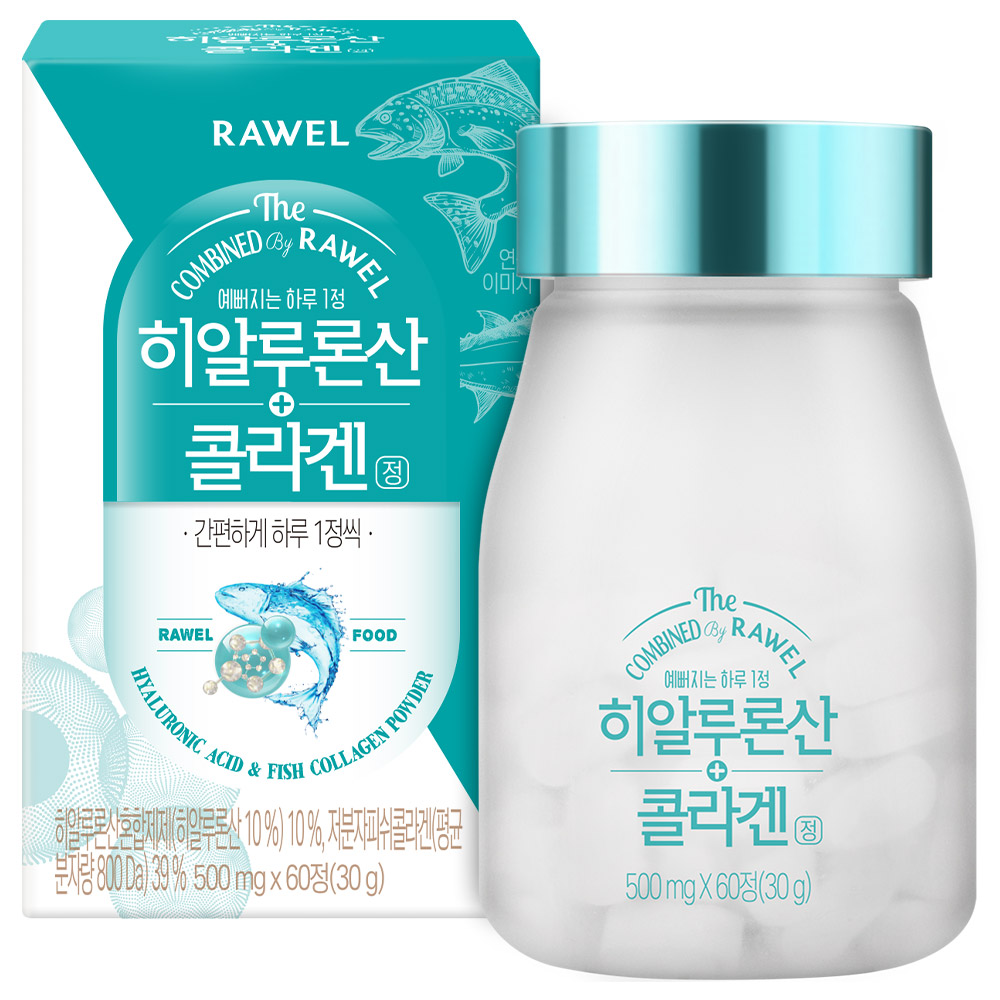 RAWEL 히알루론산 <b>콜라겐정</b> 500mg x 60정, 3개