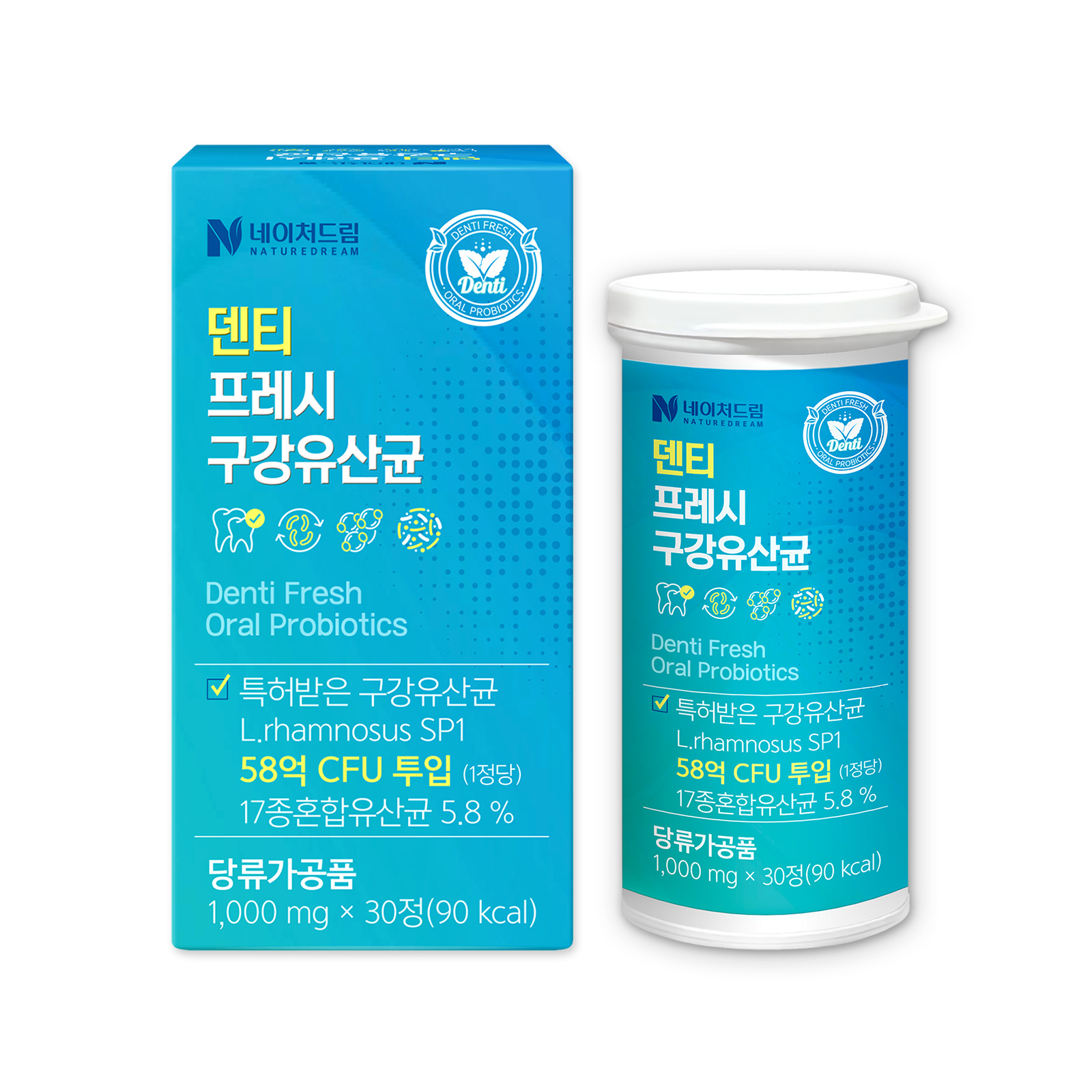 <b>네이처드림</b> 덴티 프레시 구강유산균 1000mg x 30정, 3개