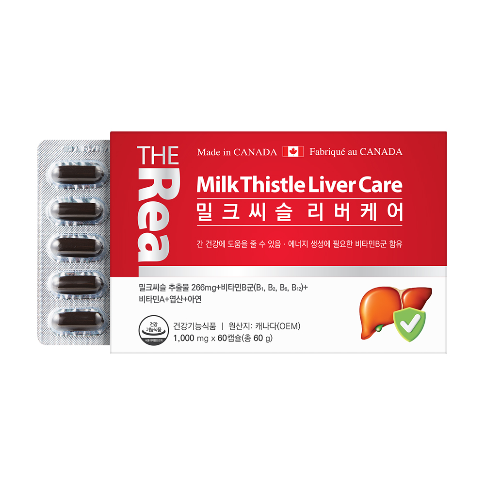 더리얼 밀크씨슬 리버<b>케어</b> 1000mg x 60캡슐, 2개