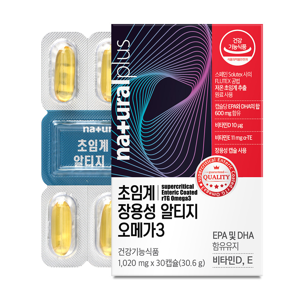 <b>내츄럴플러스</b> 초임계 장용성 알티지 오메가3 880mg x 30캡슐, 6개