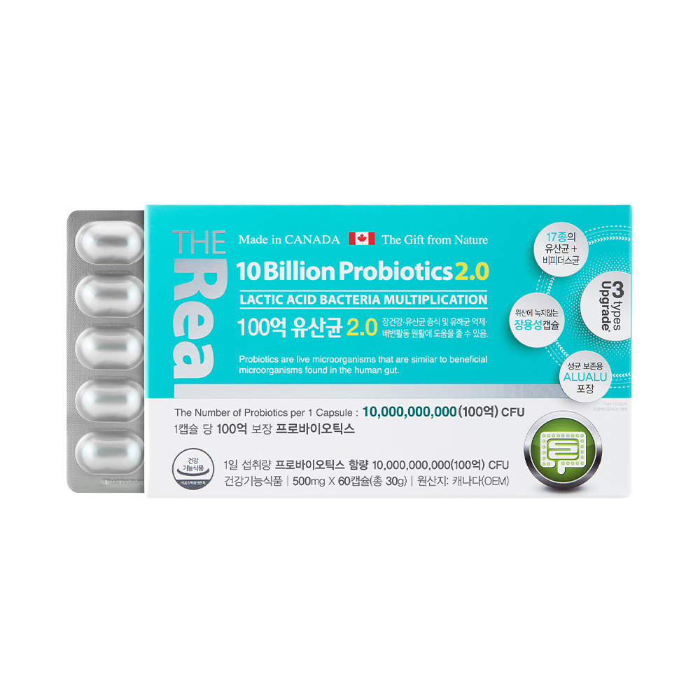 <b>더리얼</b> 100억 유산균 2.0 <b>프로바이오틱스</b> 500mg x 60캡슐, 2개