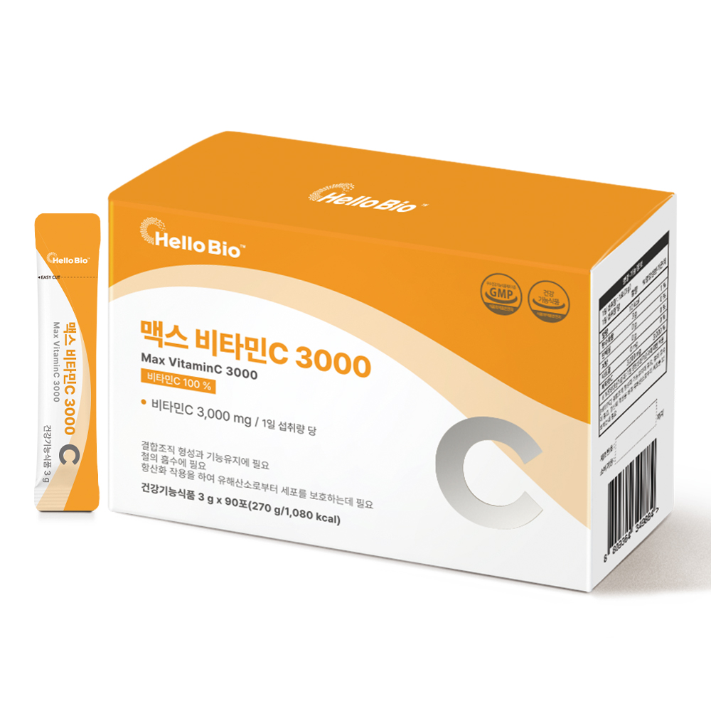 헬로바이오 맥스 <b>비타민C</b> 3000 3g x 90포, 2개