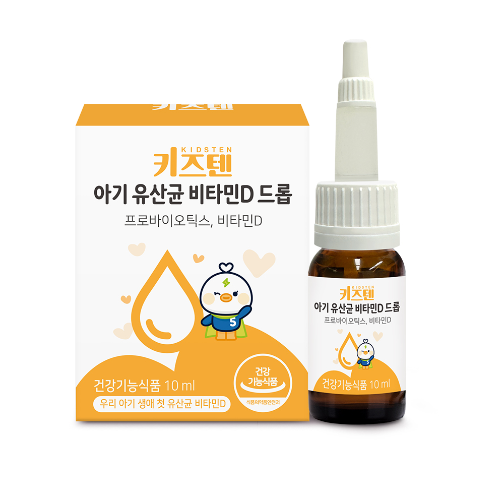 키즈텐 아기 <b>유산균</b> 비타민D 드롭 10ml, 1개