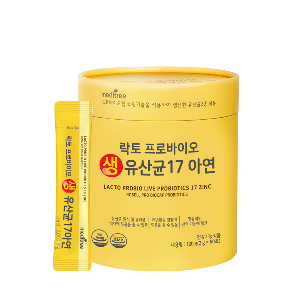 메디트리 <b>락토</b>프로바이오 <b>생유산균</b>17 아연 2g x 60포, 1개