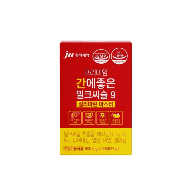JW<b>중외제약</b> 프리미엄 리얼메디 간에좋은 밀크씨슬 9 실리마린 마스터 900mg x 30정, 6개