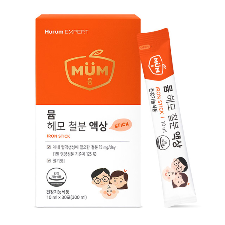 <b>휴럼</b> 뮴 헤모 철분 액상 스틱 10ml x 30포, 4개