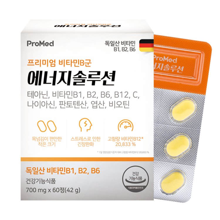 프로메드 프리미엄 비타민B군 <b>에너지솔루션</b> 700mg x 60정, 1개