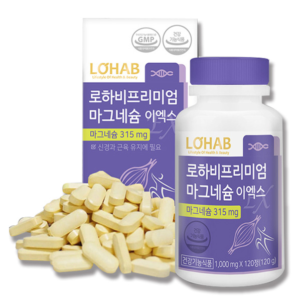 <b>로하비</b> 프리미엄 <b>마그네슘</b> 이엑스1000mg x 120정, 1개