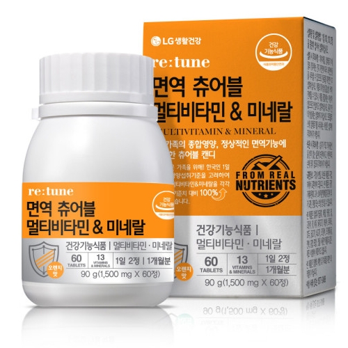 리튠 면역 츄어블 멀티비타민 &amp; 미네랄 1500mg x 60정, 1개
