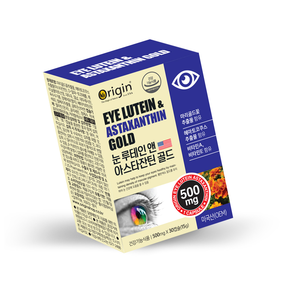 오리진 눈 루테인 앤 아스타잔틴 골드 500mg x 30캡슐, 1개
