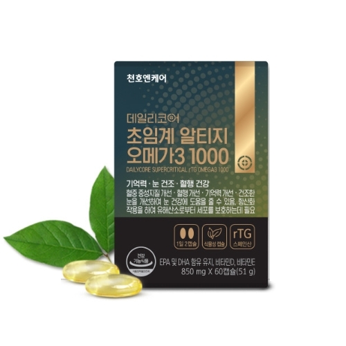 천호엔케어 데일리코어 초임계 알티지 오메가3 1000 850mg x 60캡슐, 1개