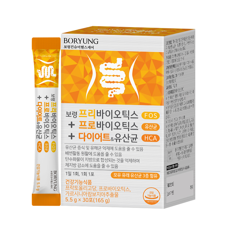 보령 <b>프리바이오틱스</b> <b>프로</b>바이오틱스 다이어트 <b>유산균</b> 5.5g x 30포, 1개
