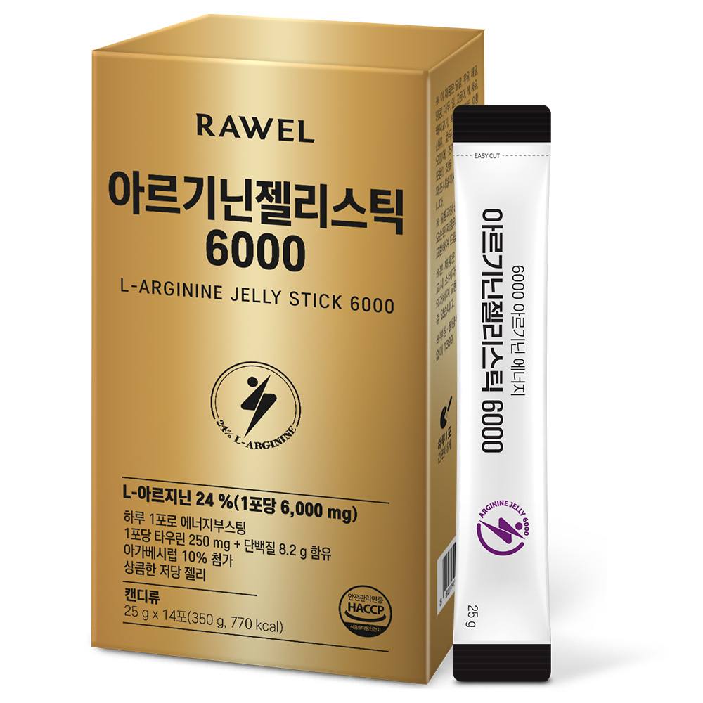 RAWEL <b>아르기닌</b> 젤리스틱 6000 25g x 14포, 3개