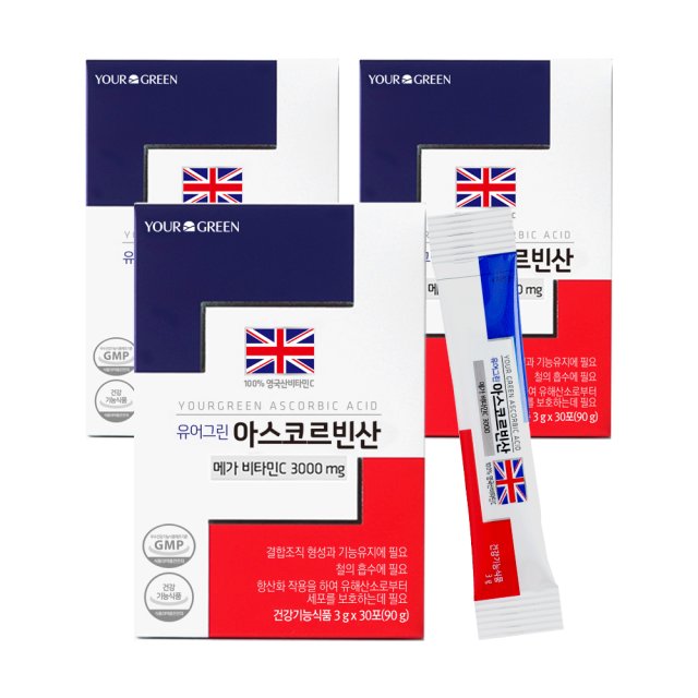 유어그린 메가 <b>비타민C</b> 3000 3g x 90포, 1개