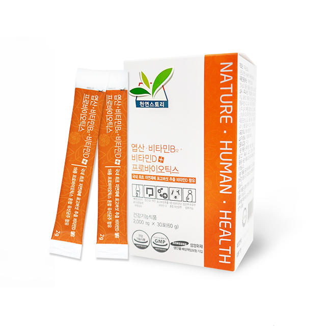천연스토리 엽산 + 비타민B12 + 비타민D + 프로바이오틱스 2000mg x 30포, 1개