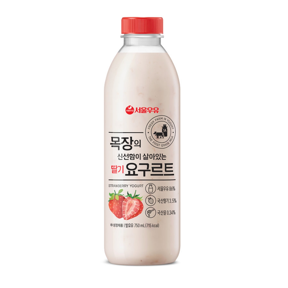 Seoul F&B Seoul Milk Farm Fresh Strawberry Yogurt 750ml, 2 pcs