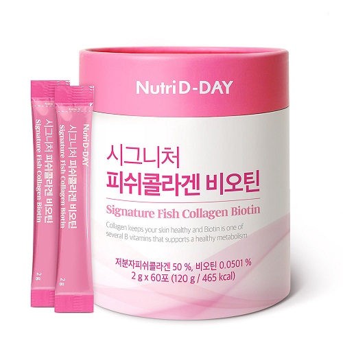 <b>뉴트리</b>디데이 시그니처 <b>피쉬콜라겐</b> 비오틴 2g x 60포, 2개