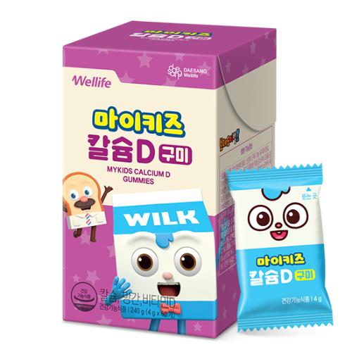 대상웰라이프 마이키즈 <b>칼슘</b>D <b>구미</b> 포도맛 4g x 60<b>구미</b>, 2개