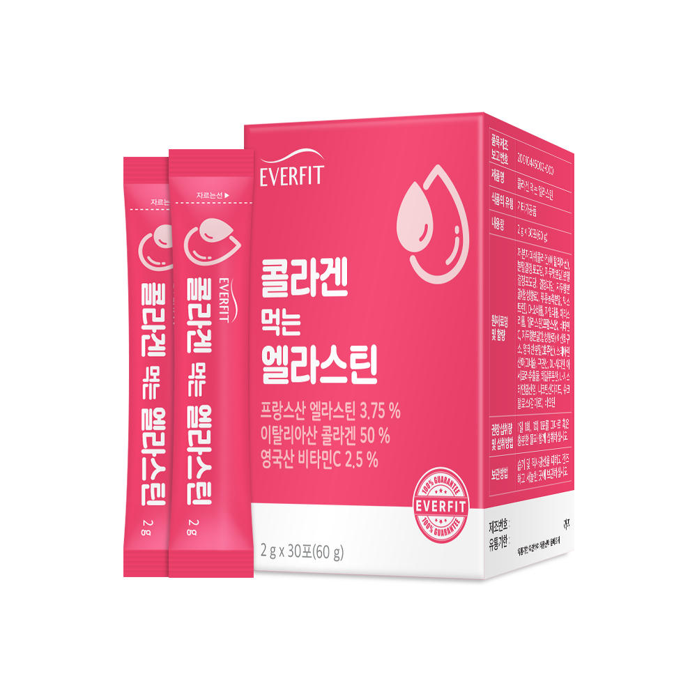 내츄럴플러스 <b>에버핏 콜라겐 먹는 엘라스틴</b> 2g x 30포, 1개