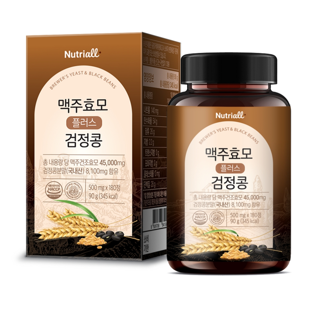 뉴트리올 맥주<b>효모</b> 플러스 검정콩 500mg x 180정, 1개