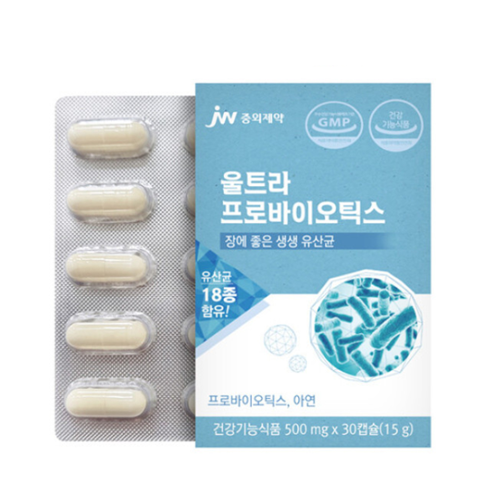 <b>JW중외제약</b> 울트라 프로바이오틱스 500mg x 30캡슐, 6개