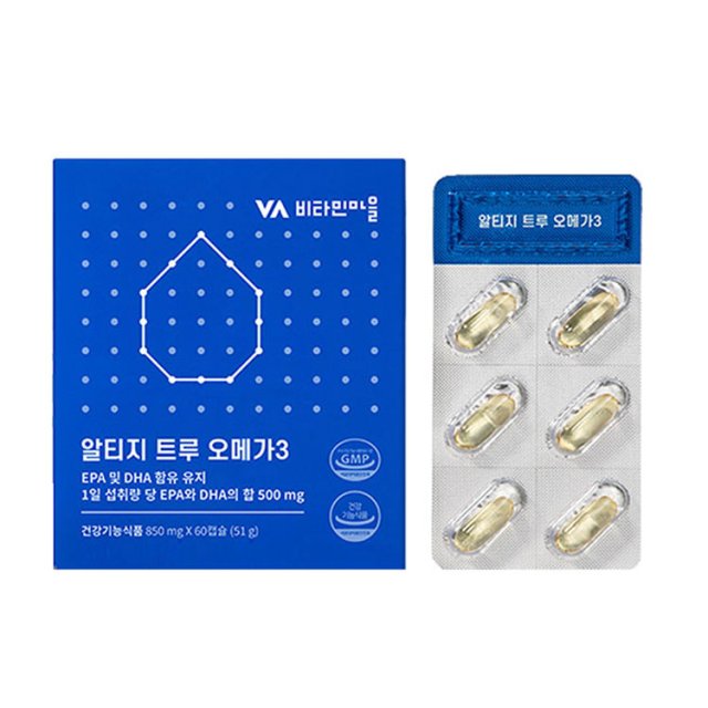비타민마을 알티지 <b>트루</b> <b>오메가3</b> 850mg x 60캡슐, 3개