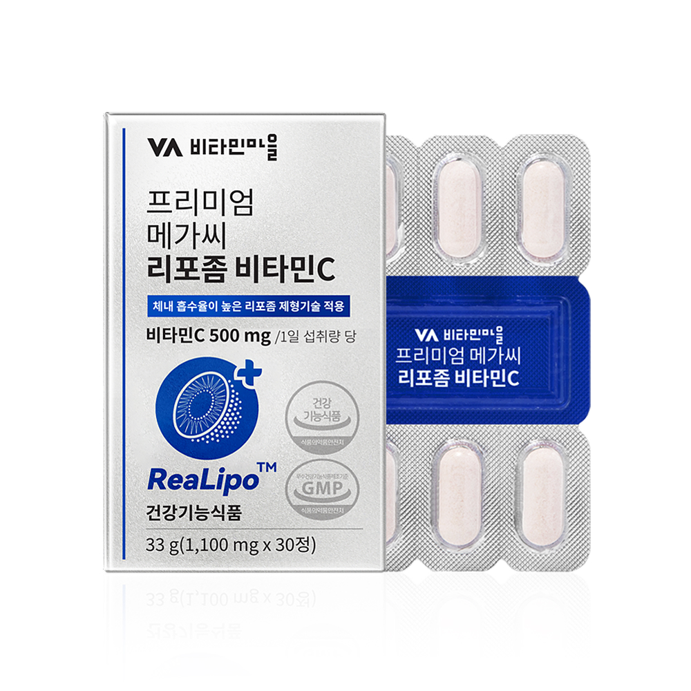 <b>비타민마을</b> 프리미엄 메가씨 리포좀 비타민C 1100mg x 30정, 6개