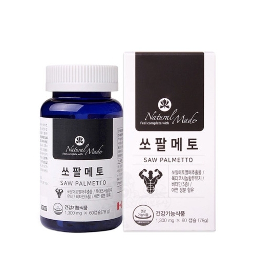 네츄럴<b>메이드</b> 쏘팔메토 1300mg x 60캡슐, 1개