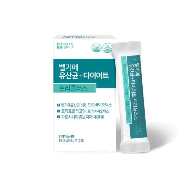 애플트리김약사네 벨기에 유산균 다이어트 <b>트리플</b>플러스 5.5g x 15포, 4개