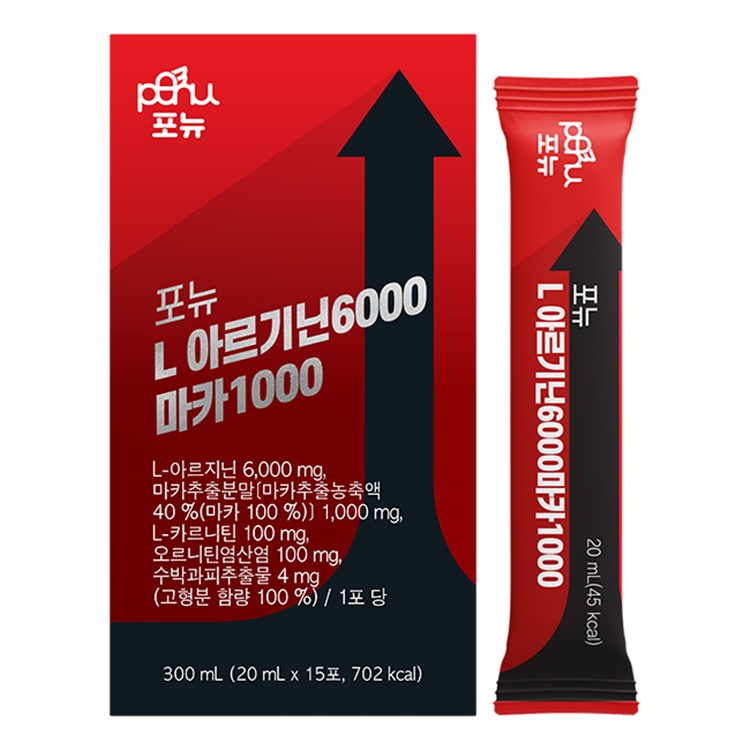 포뉴 L <b>아르기닌</b> 6000 마카 1000 20ml x 15포, 4개
