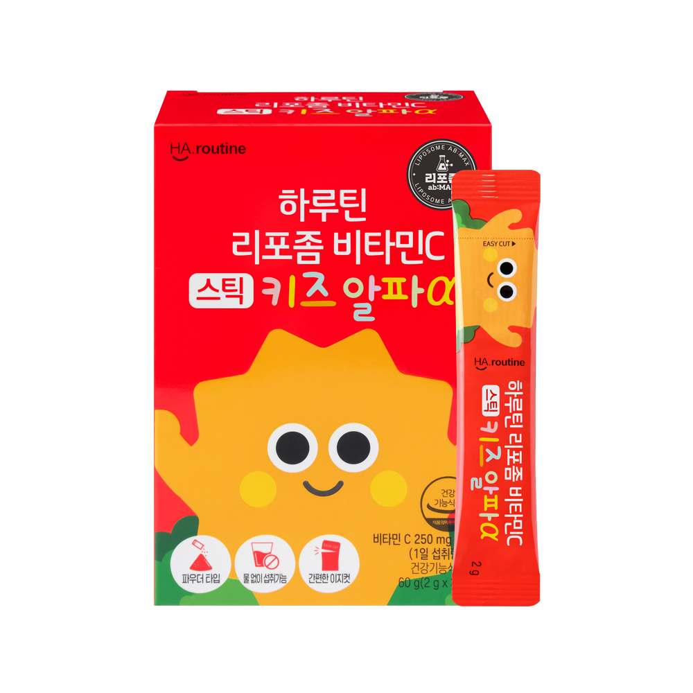 하루틴 리포좀 <b>비타민C</b> 스틱 <b>키즈</b> 알파 2g x 30포, 3개