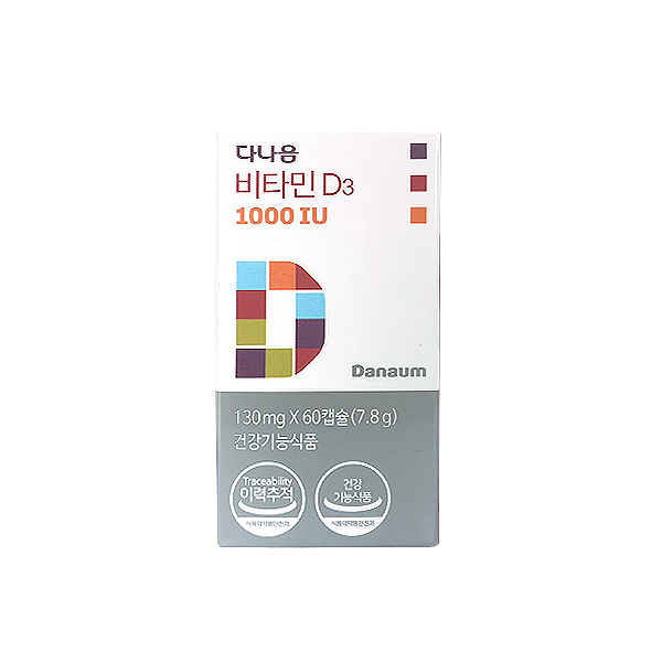 다나음 <b>비타민D3</b> 1000IU 130mg x 60캡슐, 1개