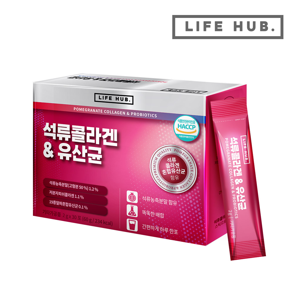 라이프허브 석류콜라겐 &amp; 유산균 2g x 30포, 6개