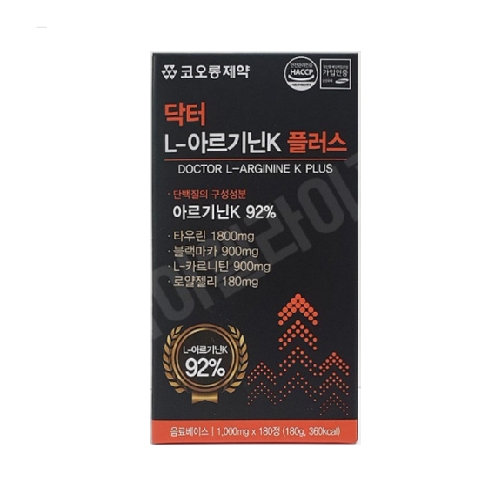 코오롱제약 닥터 <b>L</b> <b>아르기닌</b>K 플러스 <b>1000mg</b> x 180정, 2개