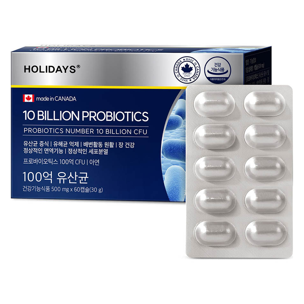 <b>홀리데이즈</b> 100억 유산균 500mg x 60캡슐, 1개