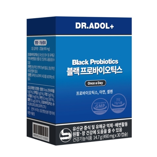 <b>닥터아돌</b> 블랙 프로바이오틱스 490mg x 30캡슐, 1개