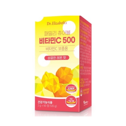 닥터엘리자베스 패밀리 <b>츄어블</b> 비타민C 500 2g x 60정, 3개