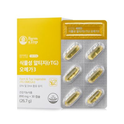 <b>팜엔탑</b> 식물성 알티지 오메가3 890mg x 30캡슐, 1개