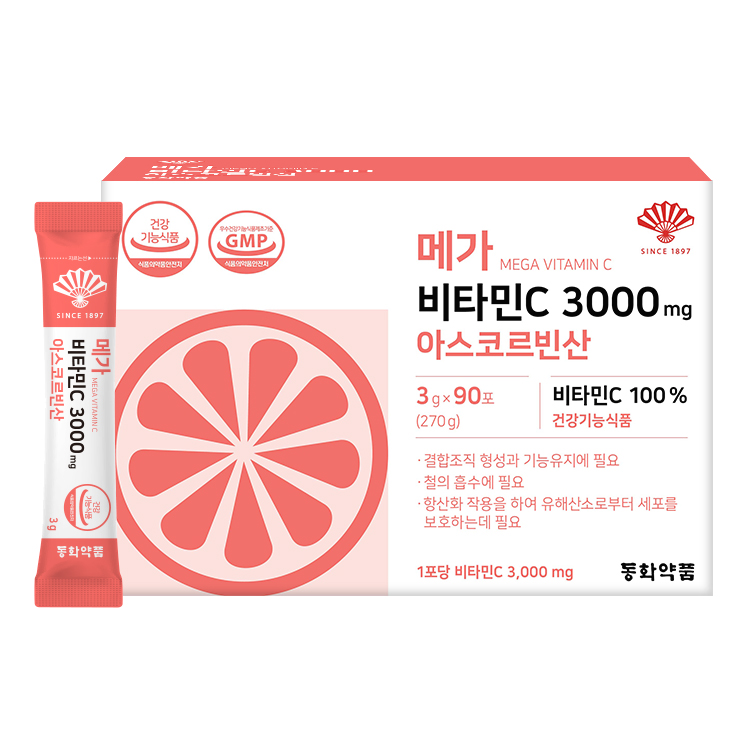 동화약품 메가 비타민C 3000 아스코르빈산 3g x 90포, 1개