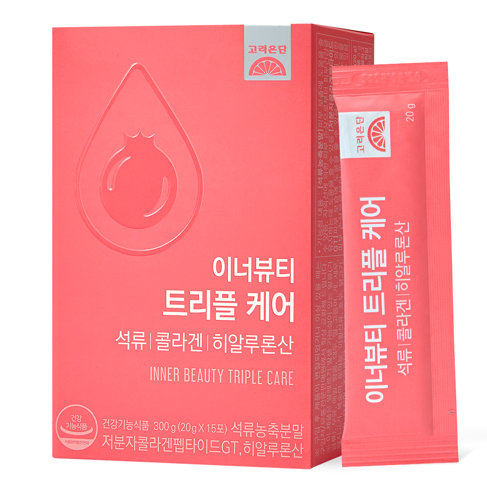 고려은단 <b>이너뷰티</b> 트리플케어 석류 콜라겐 히알루론산 20g x 15포, 6개