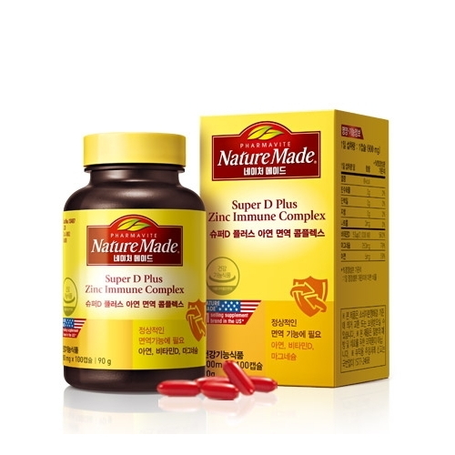 네이처메이드 <b>슈퍼D 플러스 아연 면역 콤플렉스</b> 900mg x 100캡슐, 1개