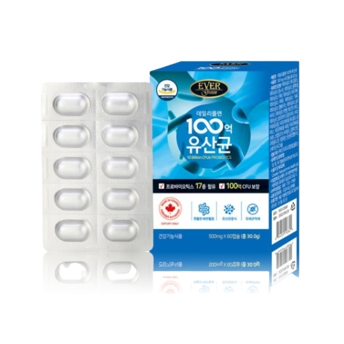 <b>에버</b>그린 데일리플랜 100억 유산균 500mg x 60캡슐, 1개