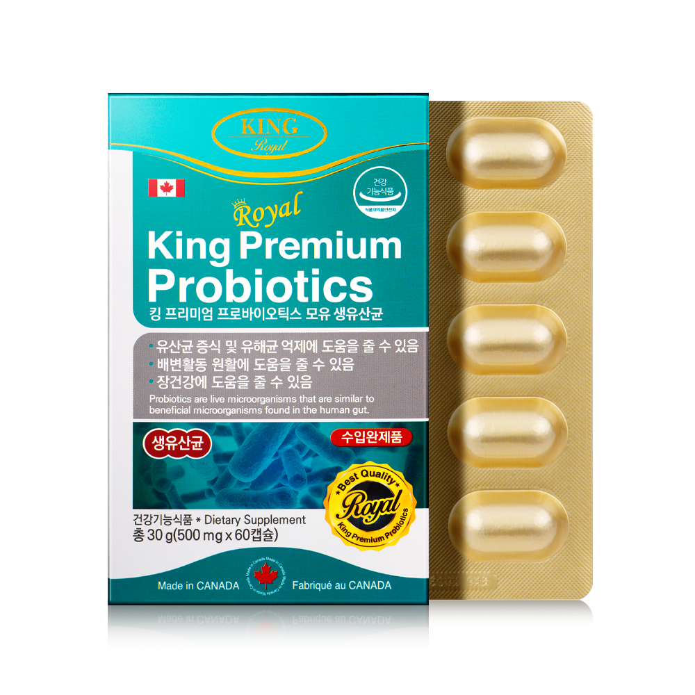 킹프리미엄프로<b>바이오틱스</b> 생유산균 500mg x 60캡슐, 4개